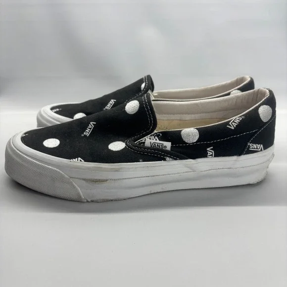 Vans Slip-On Women Size 7 Black Polka Dot Vault Originals Sneakers - Picture 3 of 9